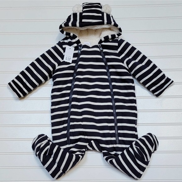 GAP Jackets & Coats Nwt Baby Gap Sherpa One Piece Striped Bear